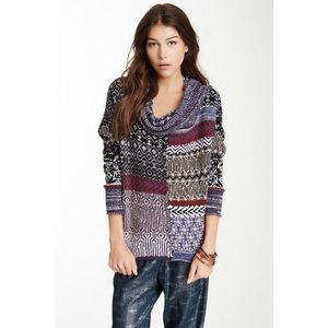 Free People Patchwork Cowl Neck Sweater